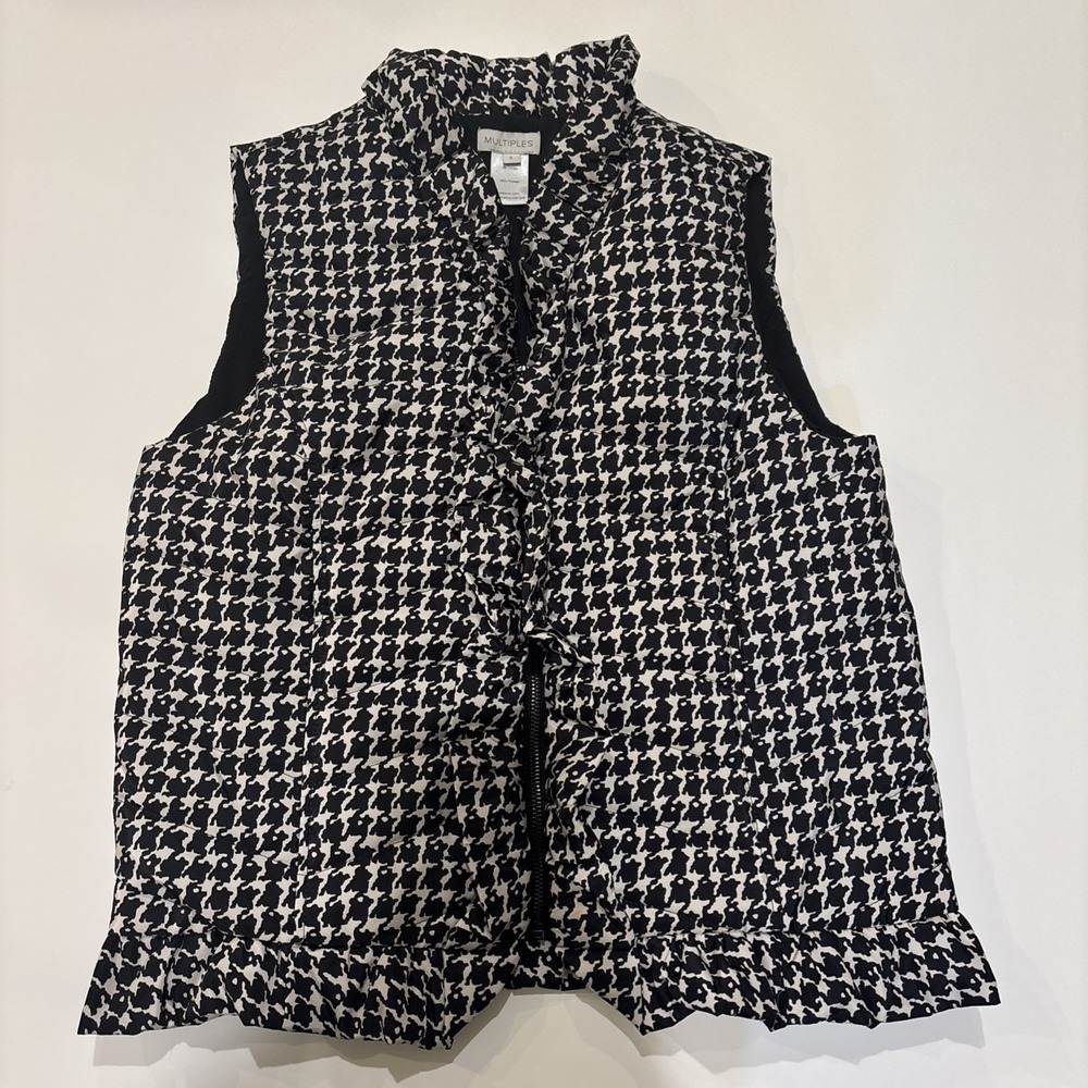 Women's Size Small Houndstooth Zip Puffer Vest